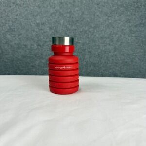 Vineyard Vines Red Collapsible Silicone‎ Water Bottle Stainless Steel Lid Logo
